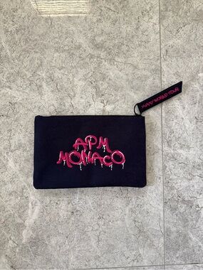 APM Monaco Black Pouch with Pink Logo